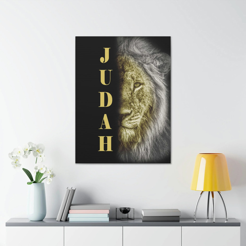 Scripture Walls Lion of Judah Half Face Revelation 5:5 Bible Verse Canvas